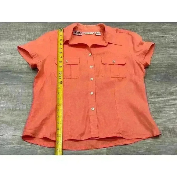 Richard Malcolm Irish Short Sleeve Button Up Shirt Sz M Pearl Button 100% Linen - Picture 8 of 13